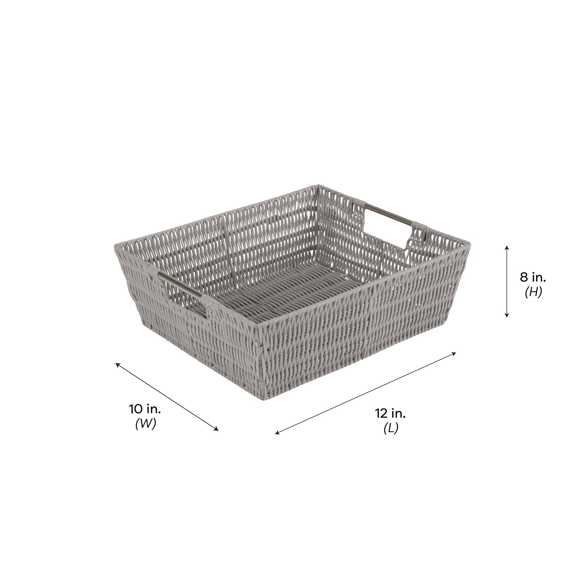 Simplify Gray Shelf Storage Rattan Tote Basket